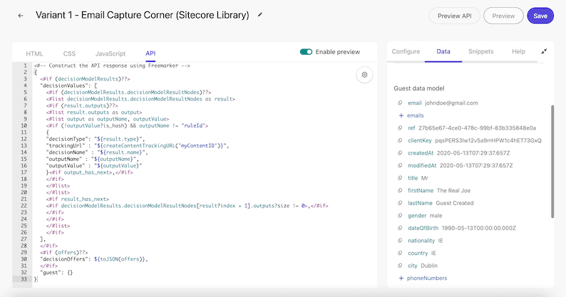 Copying guest data to the API request