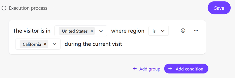 Select a condition to use and complete the required information