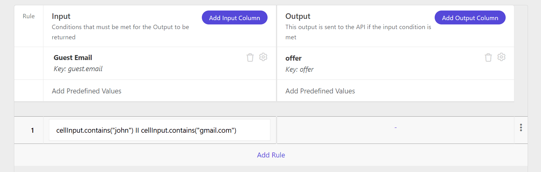 Double click the Input column to manually enter or edit a value.