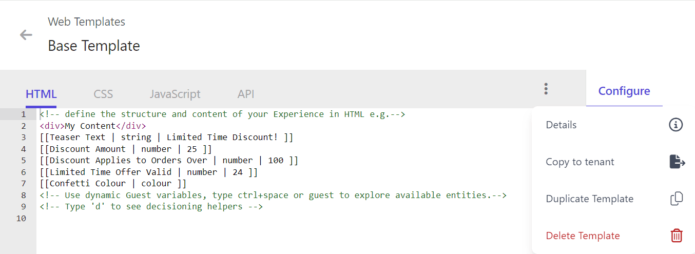 Copying a web template in the Developer Center to another tenant