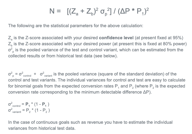 The minimum sample size formula.