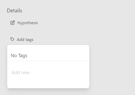 Assign tags to an experiment or experience in the Details pane.