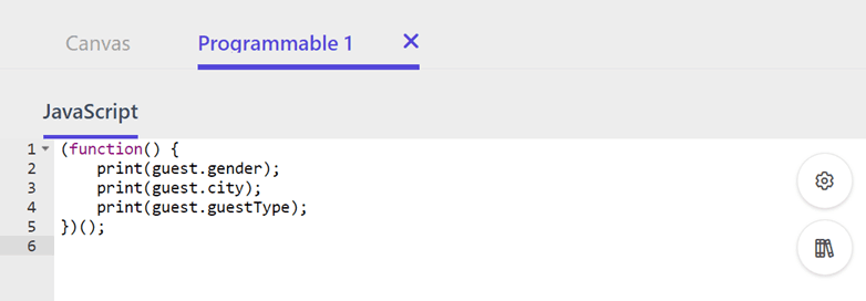 Adding print statements in a programmable component to print guest data.