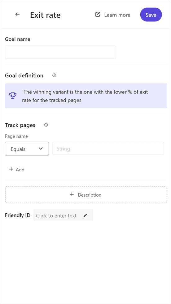 Adding an exit goal to an experiment in Sitecore Personalize.