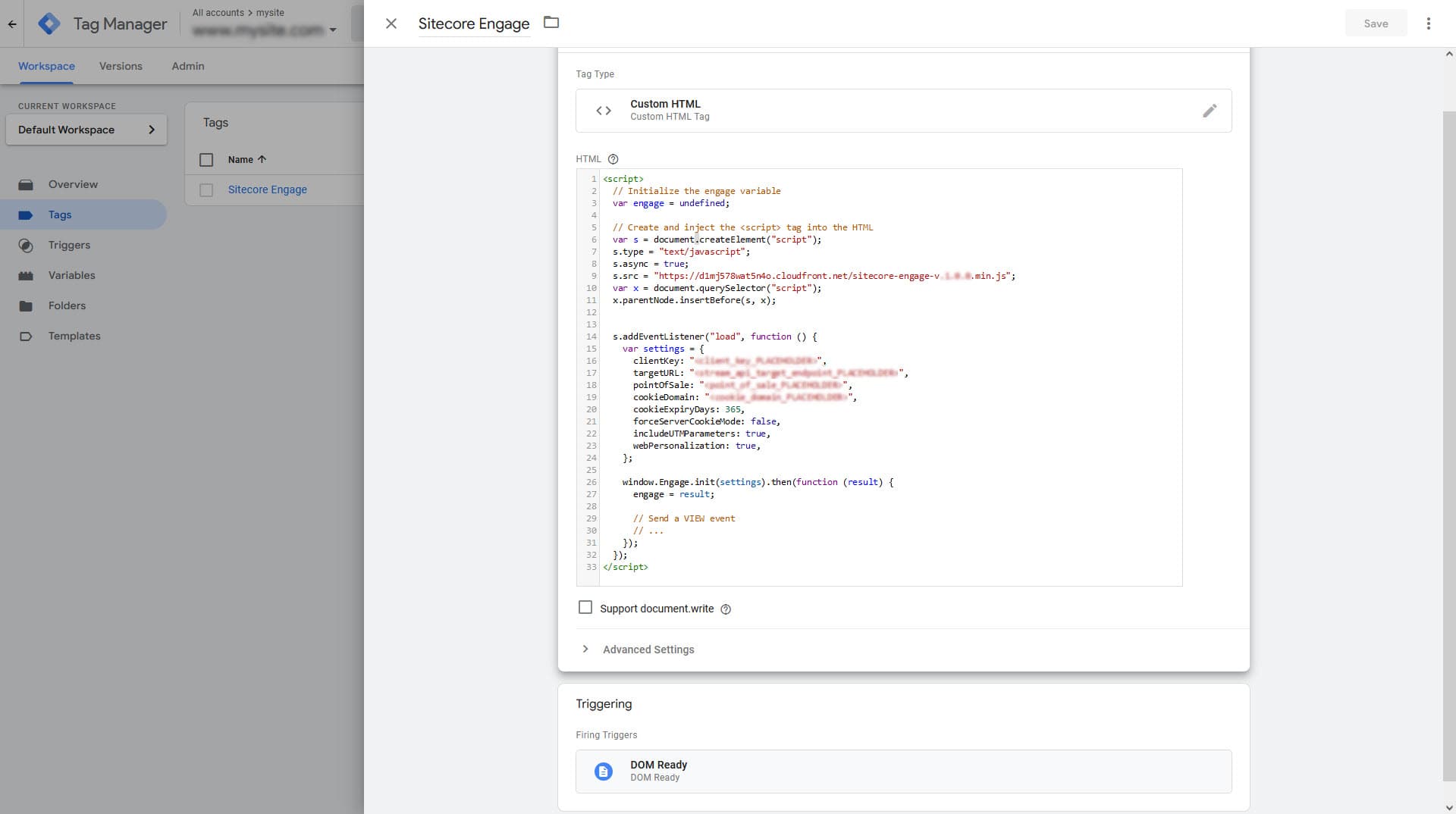 Tag configuration in Google Tag Manager.