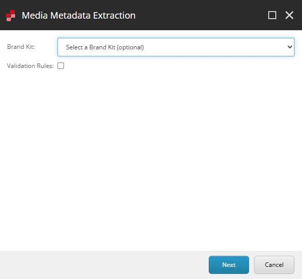 You can select the Validation Rules option in the Media Metadata Extraction dialog.