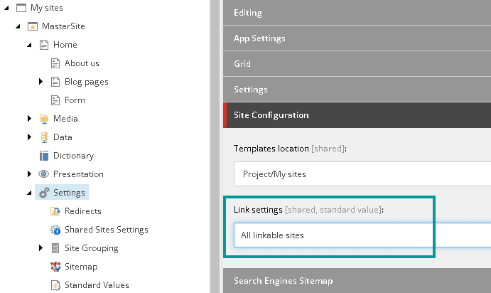 Link settings