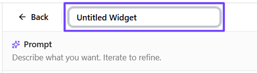 Widget page showing the title field