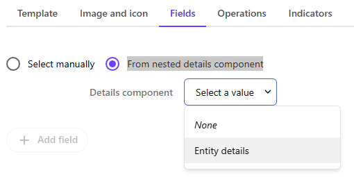 Fields drop-down list