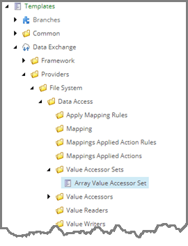 Array Value Accessor Set template in the content tree