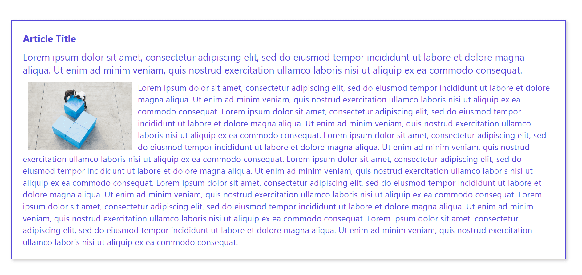 Screenshot of a styled ArticleCard primitive component.