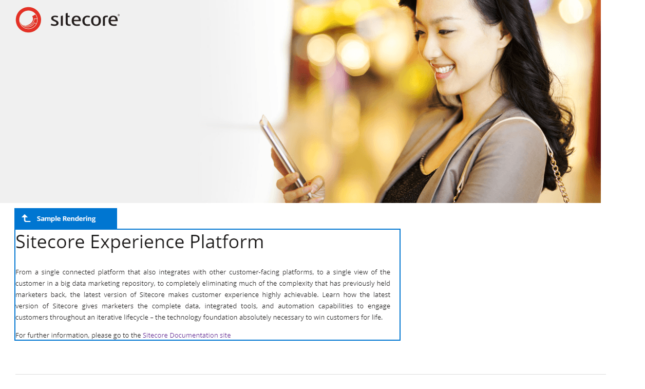 The Sample rendering component selected in Pages.