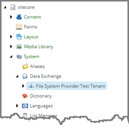 File System Provider Test Tenant in content tree