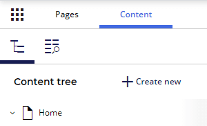 The content tree and Content Explorer icons in the left-hand panel.