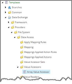 Array value accessor selected in content tree