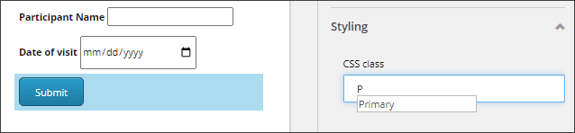 Use CSS class field to color the submit button example.