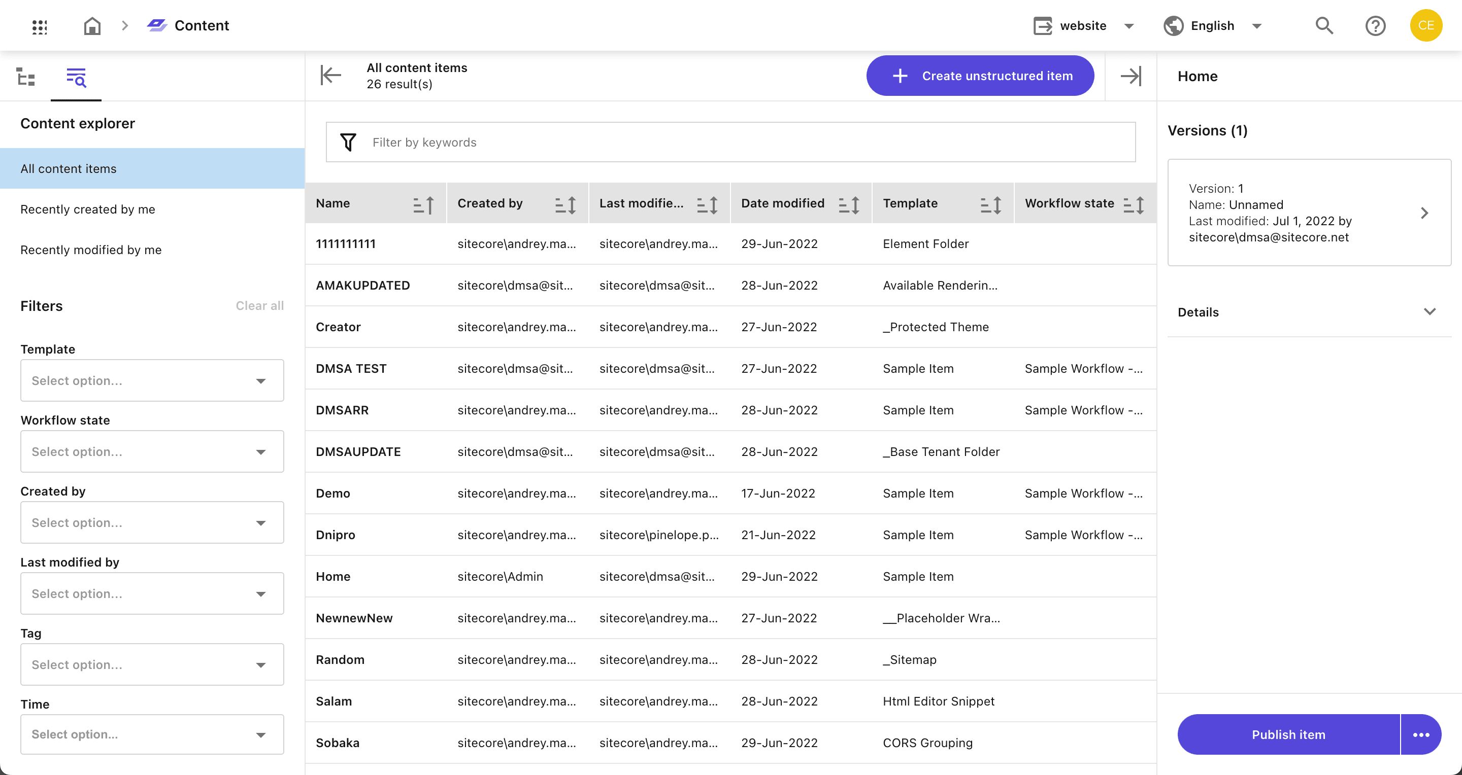 The Content Explorer in Horizon