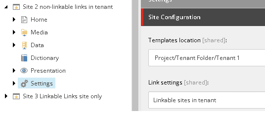 Link Settings field
