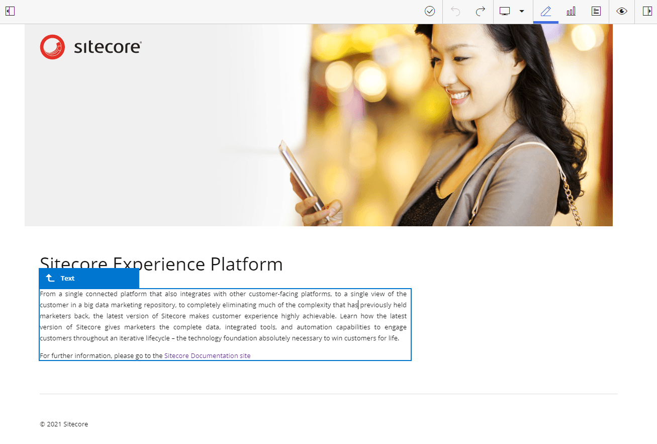 The Text field selected in Pages.