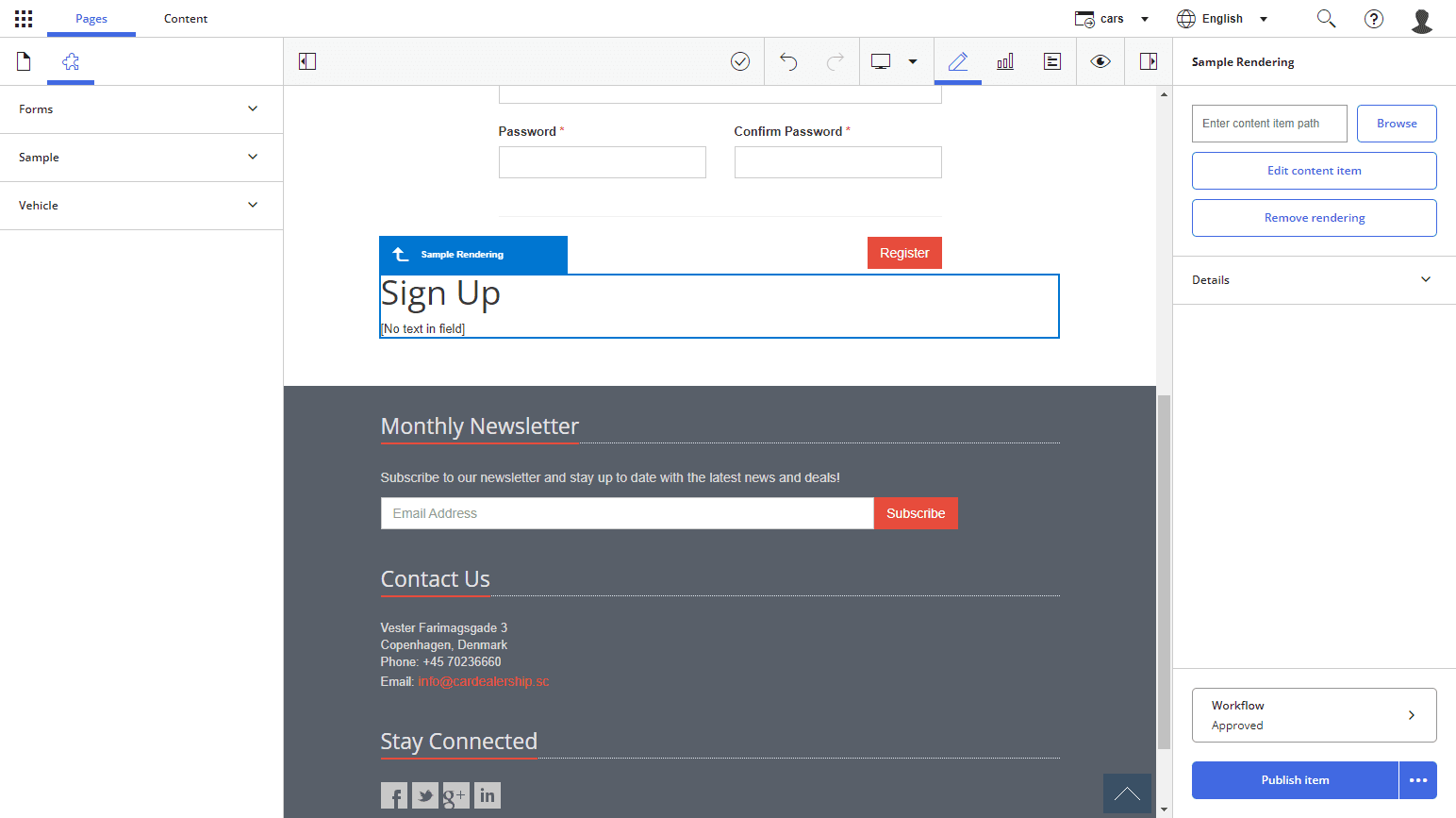 A component with no data source selected in the page editor