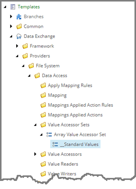 Standard values in content tree
