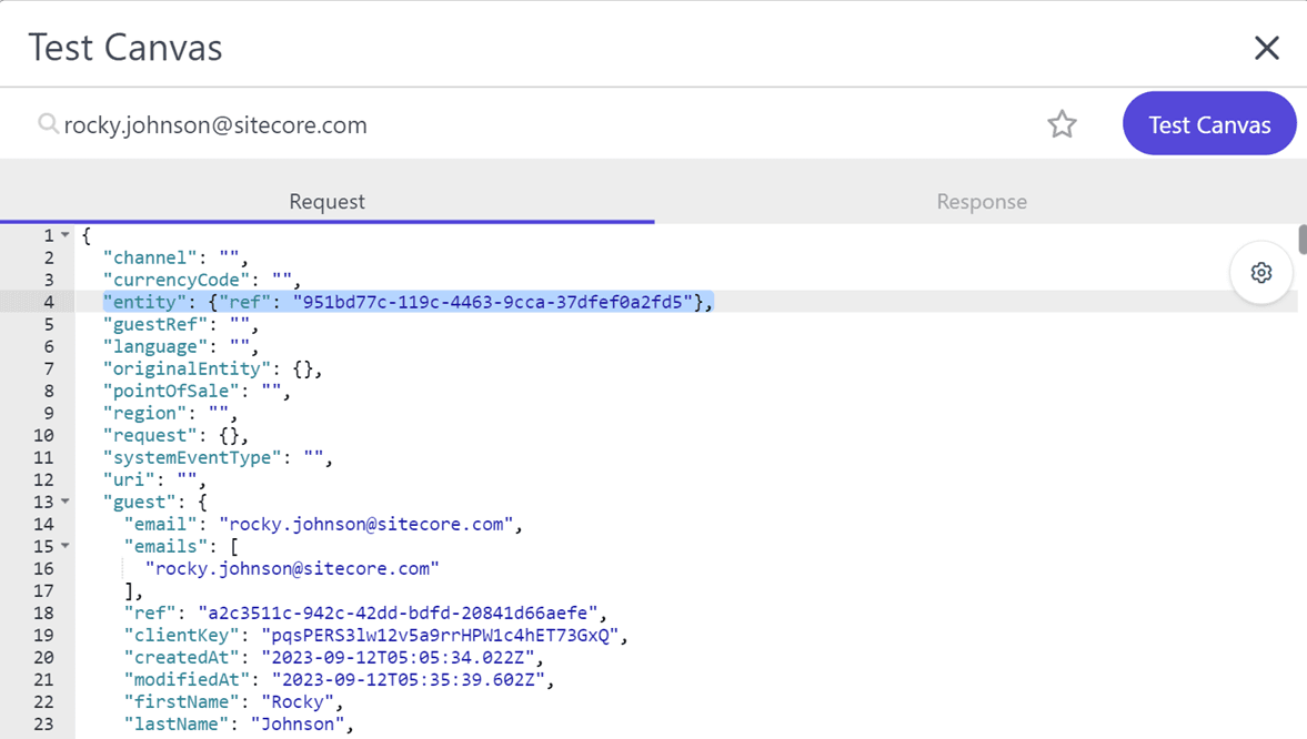 Testing a triggered experience by adding the reference of a guest session to the entity object. Testing a triggered experience by adding the reference of a guest session to the entity object.