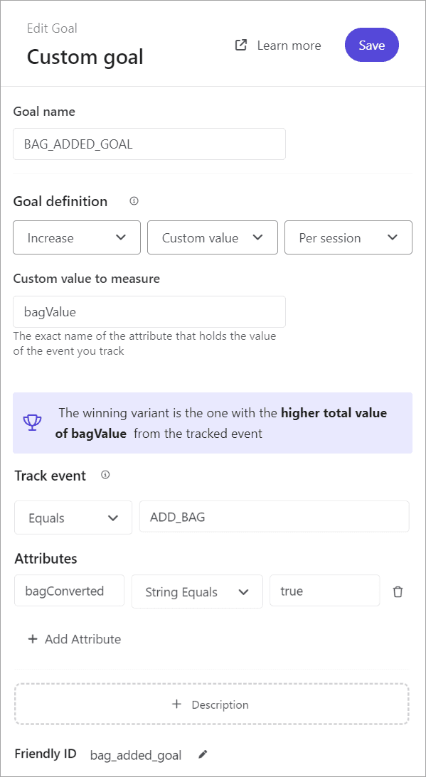 Adding a custom goal to an experiment in Sitecore Personalize. Adding a custom goal to an experiment in Sitecore Personalize.