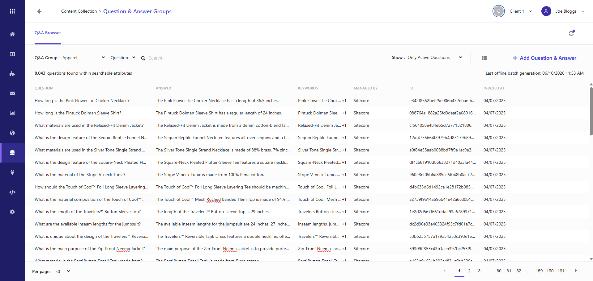A screenshot of the Q&A browser. A screenshot of the Q&A browser.