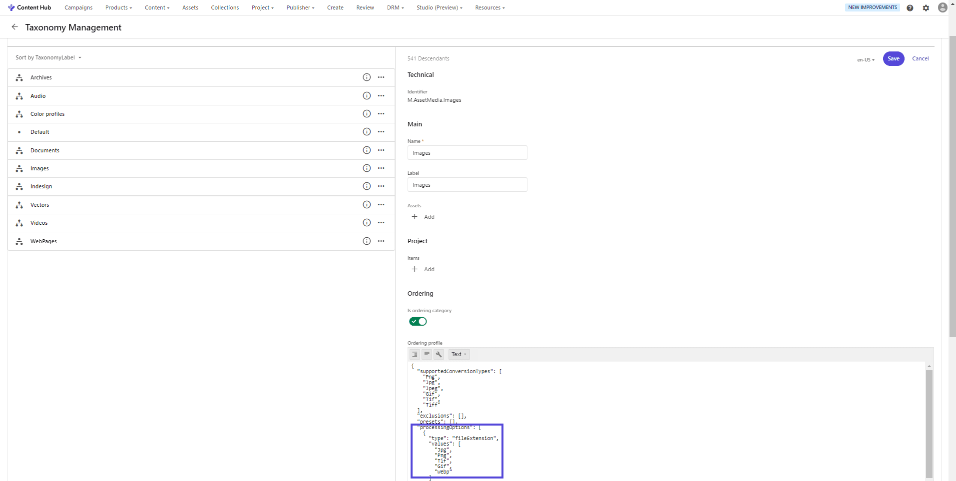 Adding webp as processing option in images ordering profile Adding webp as processing option in images ordering profile