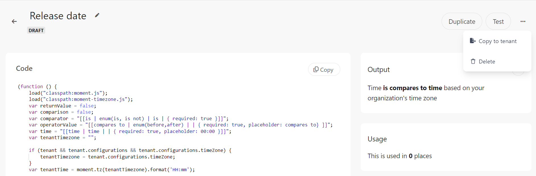 Copying a custom condition in the Developer Center to another tenant