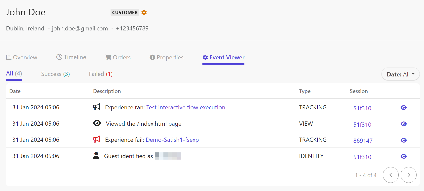 The Event Viewer screen is used to debug events in Sitecore CDP.