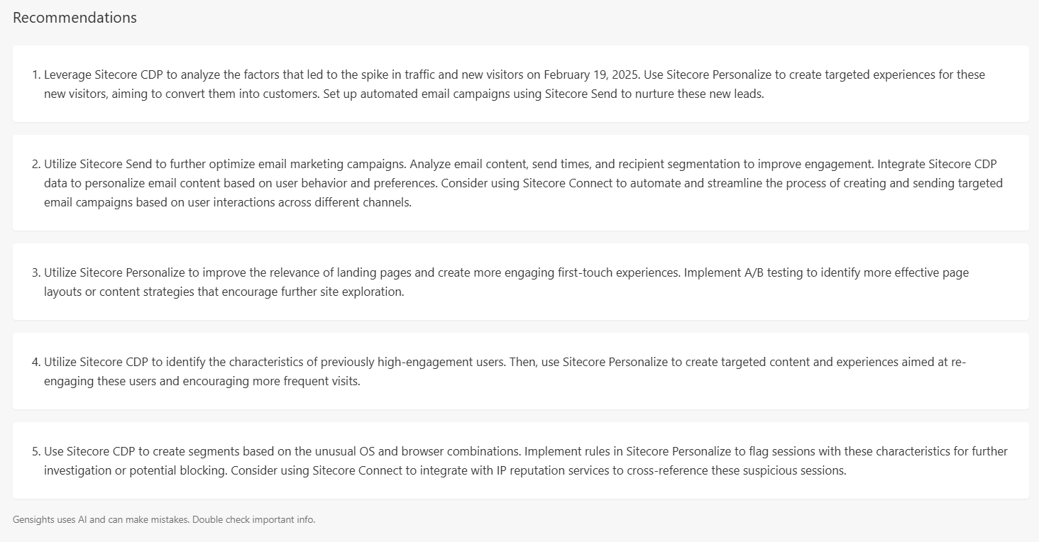 Gensights translates insights into actionable recommendations.