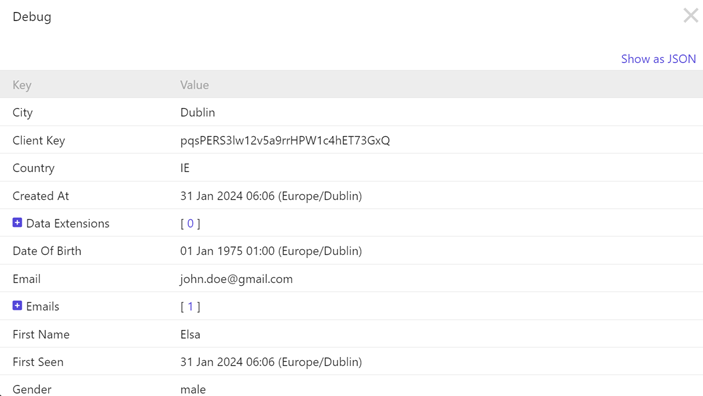 Viewing debug mode in a table format. Viewing debug mode in a table format.
