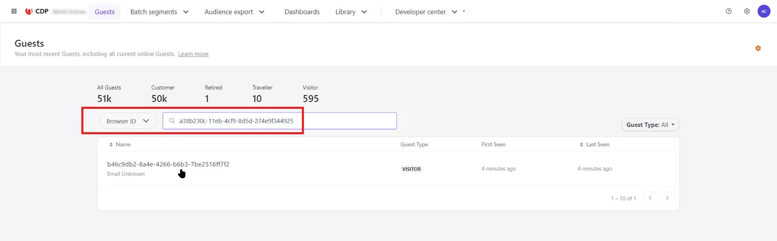 Search field in the Guests screen. Search field in the Guests screen.
