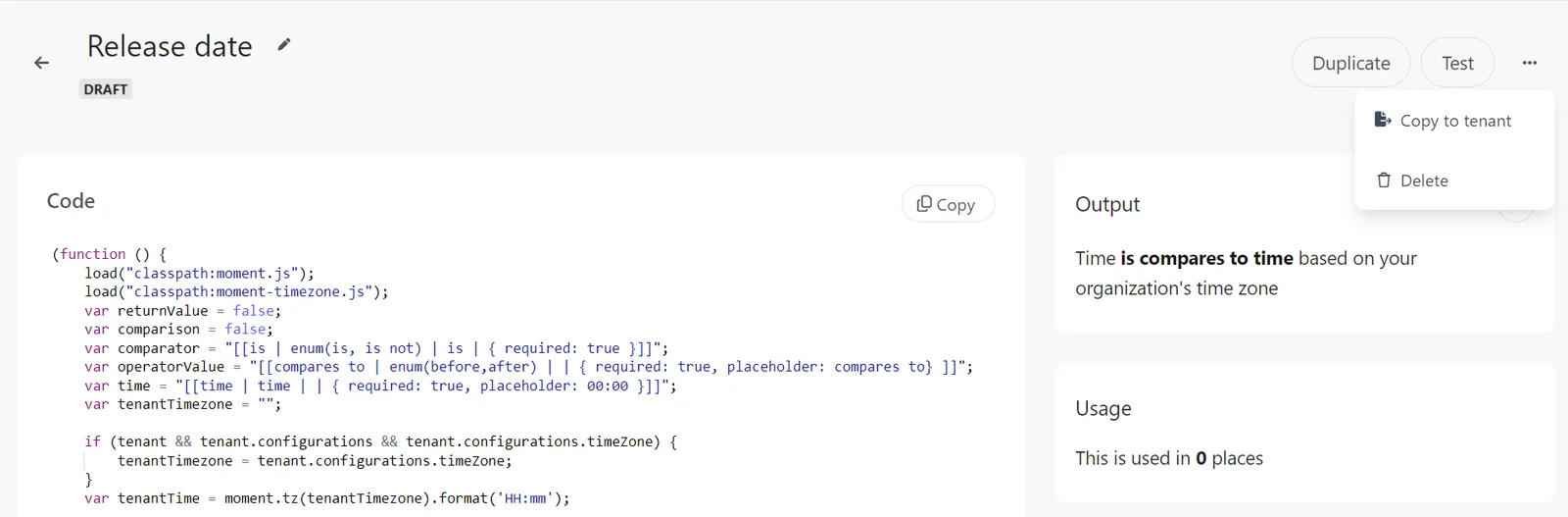 Copying a custom condition in the Developer Center to another tenant