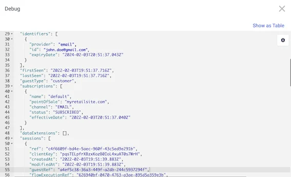 Identifiers object in the guest profile Identifiers object in the guest profile