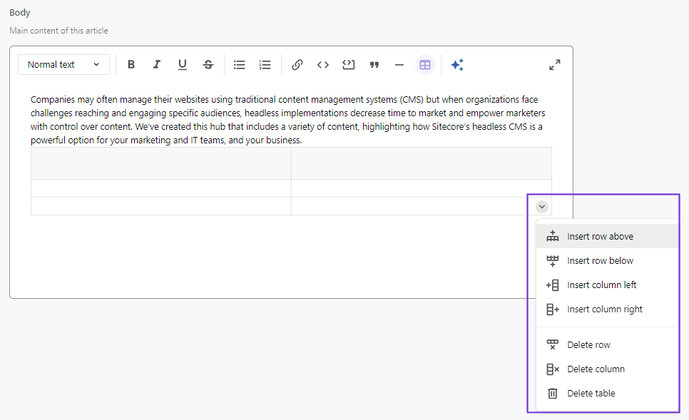 table formatting