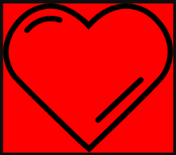 A transparent image of a heart with a red background applied A transparent image of a heart with a red background applied