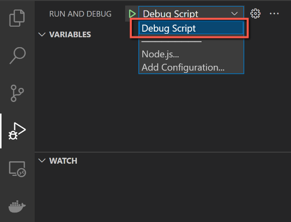 CLI Script Debug select VS Code debug configuration