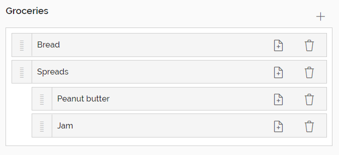 Example of option list Example of option list