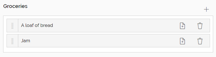 Example of updated option list Example of updated option list