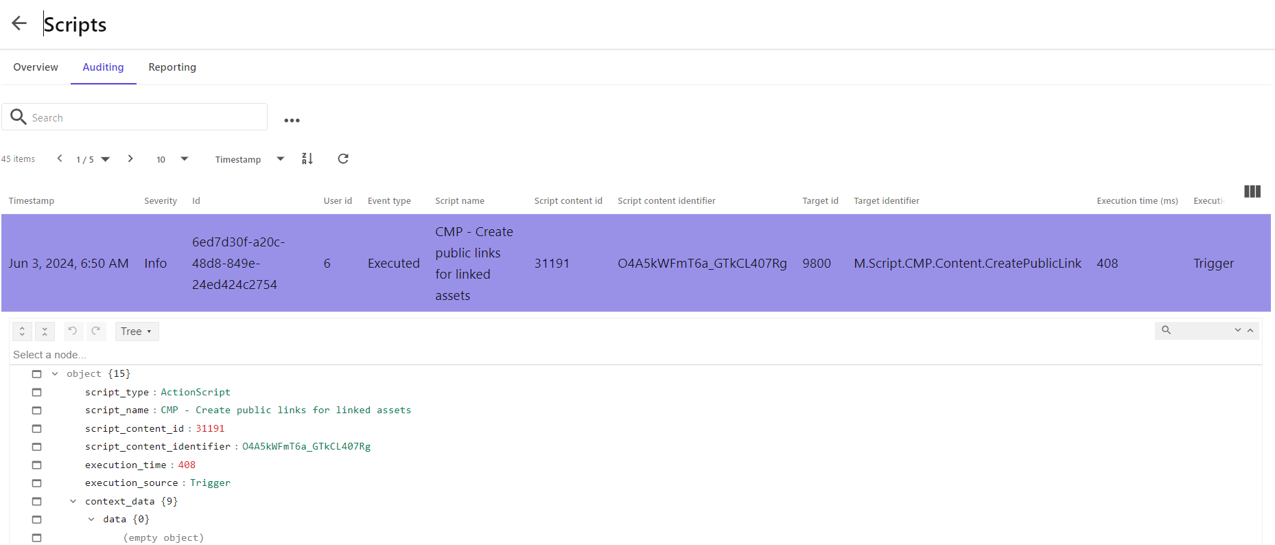 The Script Auditing tab and the audit report The Script Auditing tab and the audit report