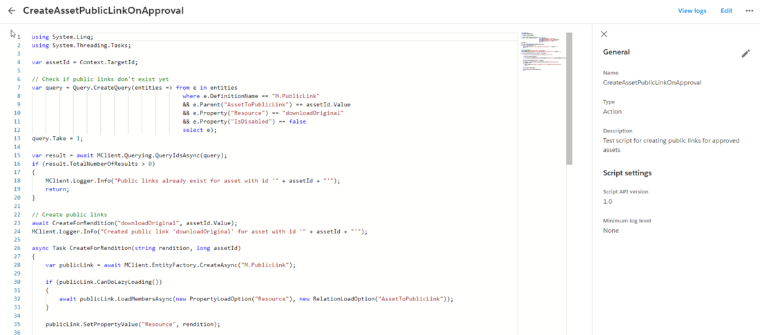The script details page.
