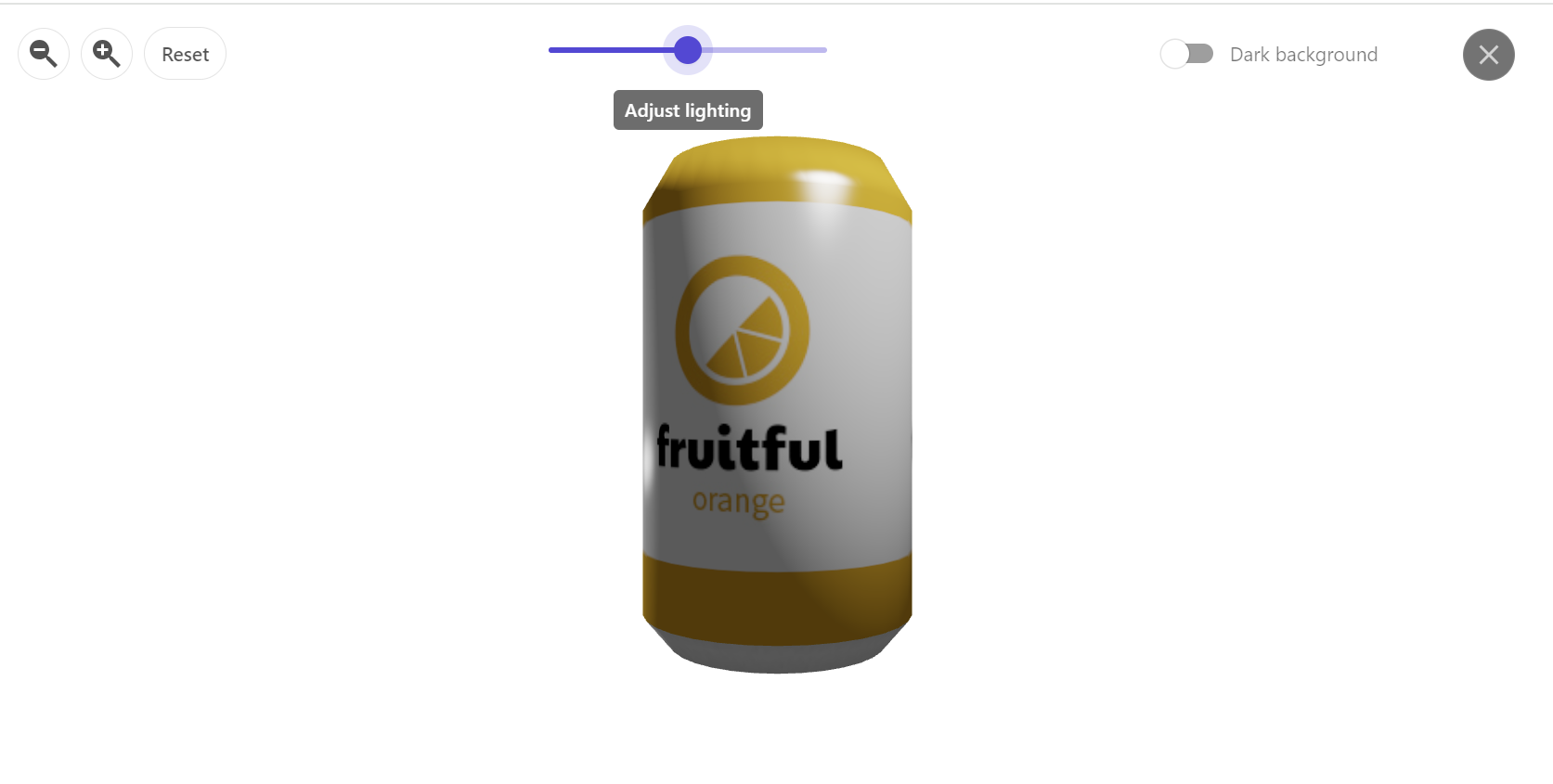 3D asset preview with Adjust lighting slider