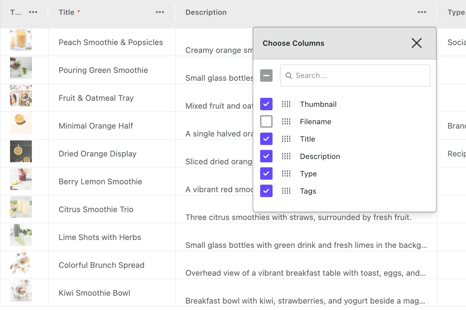 Selecting which columns to display on the mass edit table. Selecting which columns to display on the mass edit table.