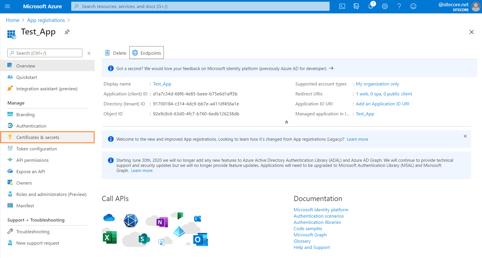 OneDrive Azure Portal Certificates and Settings OneDrive Azure Portal Certificates and Settings