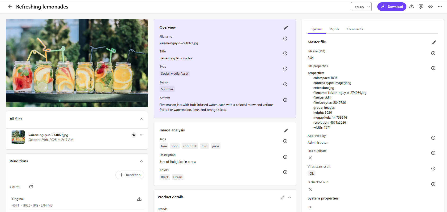 Example of AI generated tags for an image and for a taxonomy