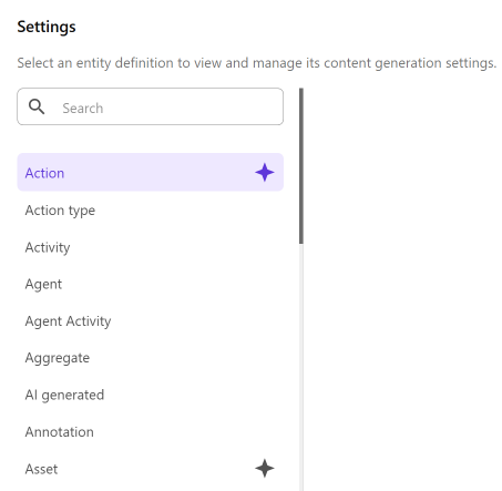example of the AI configured icon next to an entity definition
