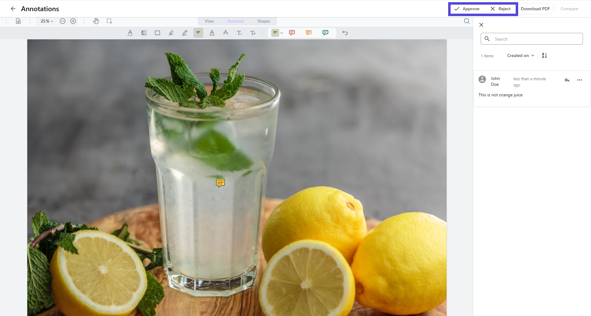 Content Hub Annotations page Content Hub Annotations page