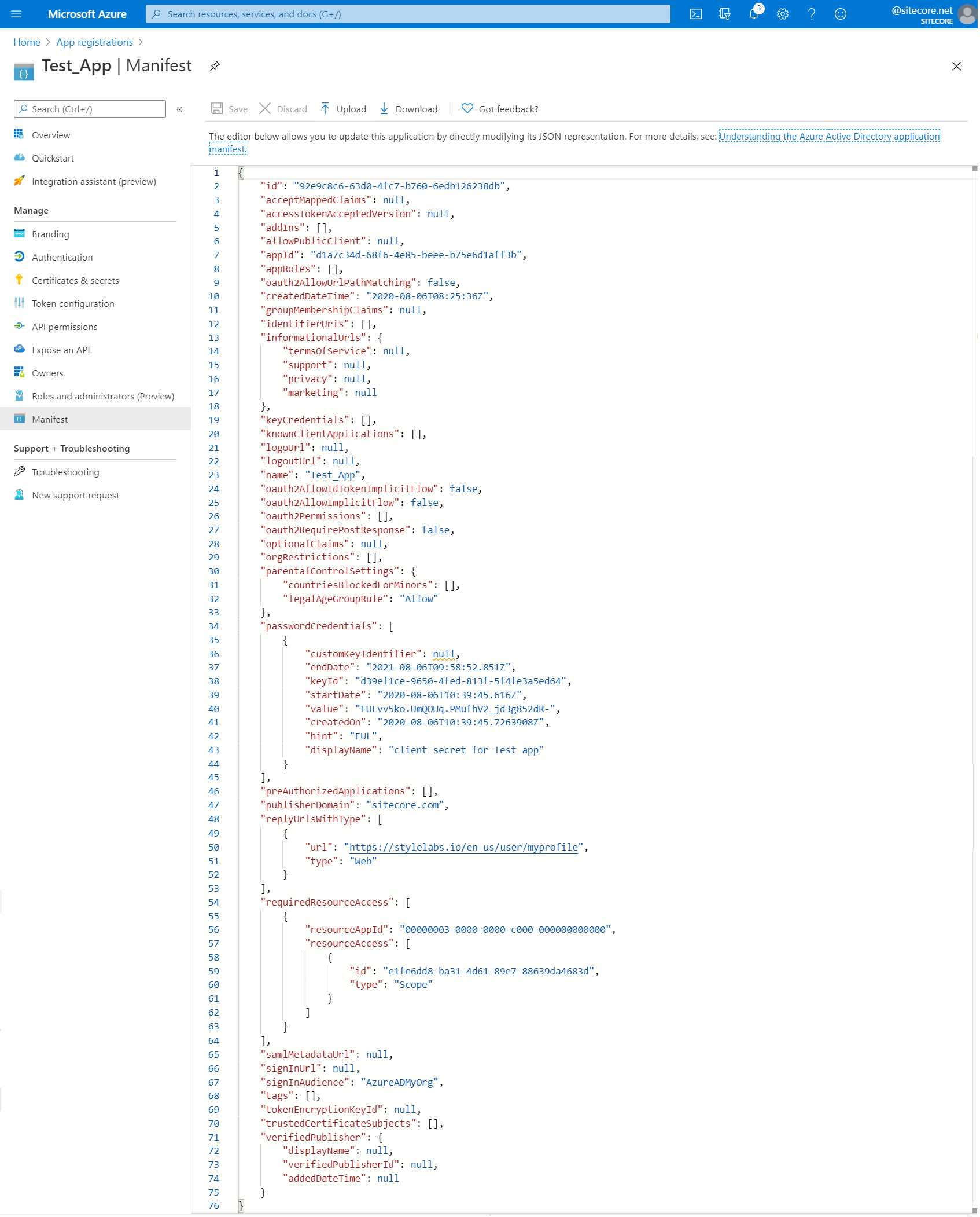 Azure manifest editor Azure manifest editor